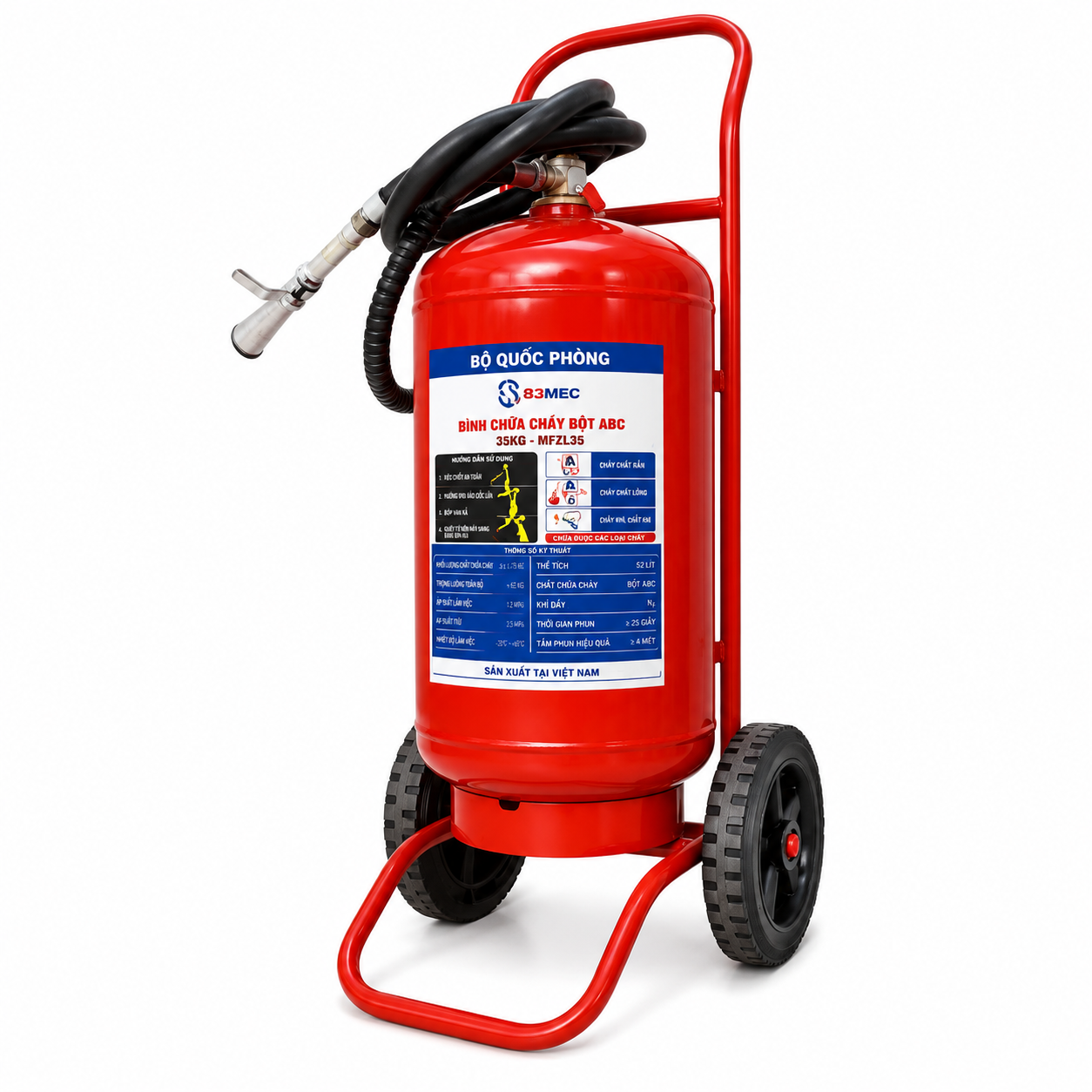 Bình chữa cháy xe đẩy bột ABC 35kg 83MEC (Bộ Quốc Phòng)